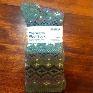 NWT—SONOMA—Women’s Gray, Burgundy, & White Merino Wool-blend Socks